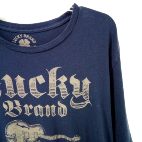 Men's Lucky Brand Rooted in Rock & Roll Navy Blue Tee 100% Cotton XL - Picture 5 of 5